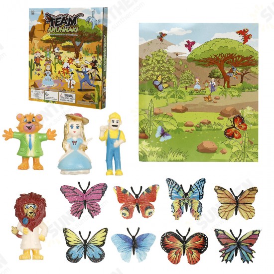 14 Pcs High Simulation Colorful Realistic Insects Butterfly Animal Figure Doll Model Learning Educational Toy for Kids Gift