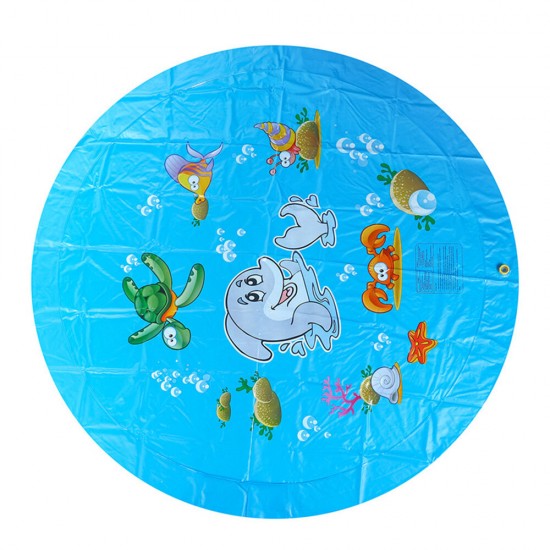 170mm PVC Blue Sprinkler Play Mat With Cartoon Pattern For Kids Summer Play