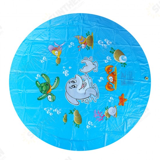 170mm PVC Blue Sprinkler Play Mat With Cartoon Pattern For Kids Summer Play