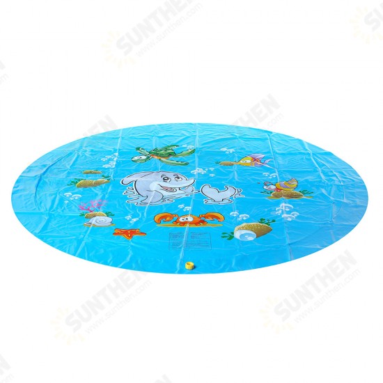 170mm PVC Blue Sprinkler Play Mat With Cartoon Pattern For Kids Summer Play