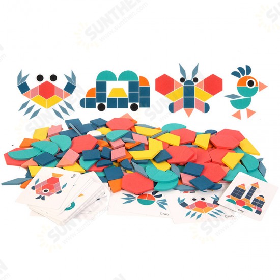 180 Pcs Colorful Creative Multi-Shape Puzzle Develop Thinking Ability Educational Toy with Bag for Kids Gift