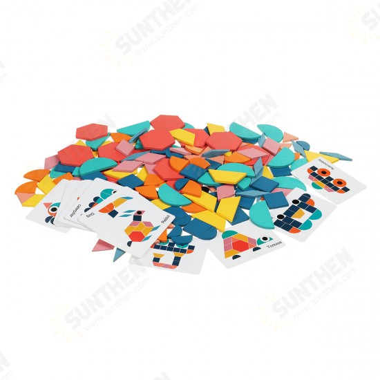 180 Pcs Colorful Creative Multi-Shape Puzzle Develop Thinking Ability Educational Toy with Bag for Kids Gift