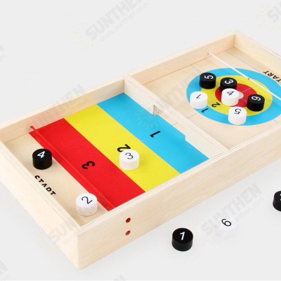 2 IN 1 Wooden Shuffleboard Tabletop Board Game Two-Silde Play Toys for Kids Gift