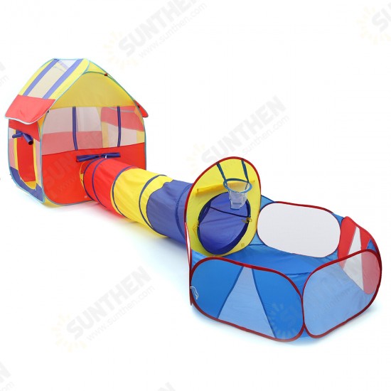 3 IN 1 Indoor Outdoor Triangle and Hexagon Detachable Tent Childrens Play Toys with Zippered Storage Bag