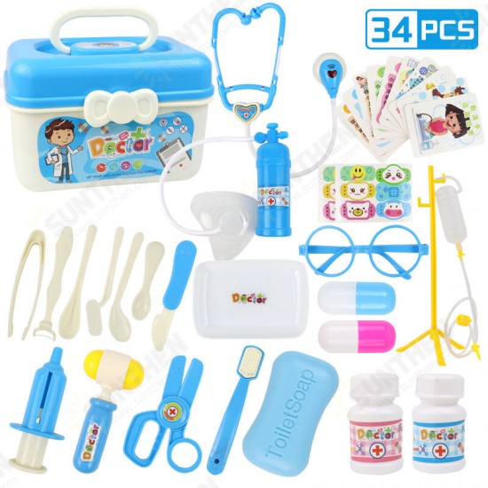 30/33/34/38/45/51Pcs Simulation Medical Role Play Pretend Doctor Game Equipment Set Early Educational Toy with Box for Kids Gift