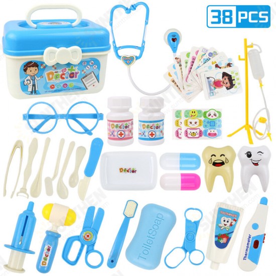 30/33/34/38/45/51Pcs Simulation Medical Role Play Pretend Doctor Game Equipment Set Early Educational Toy with Box for Kids Gift