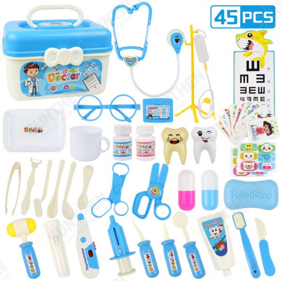 30/33/34/38/45/51Pcs Simulation Medical Role Play Pretend Doctor Game Equipment Set Early Educational Toy with Box for Kids Gift