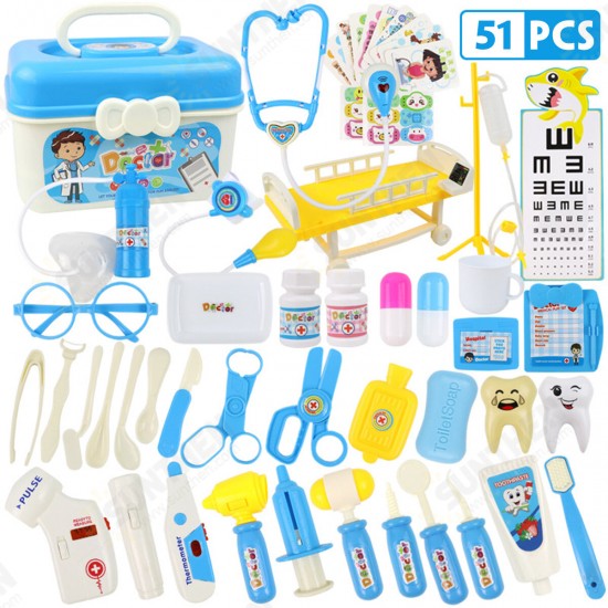 30/33/34/38/45/51Pcs Simulation Medical Role Play Pretend Doctor Game Equipment Set Early Educational Toy with Box for Kids Gift