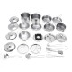 32PCS Mini Stainless Steel Kitchen Cutlery Play House Food Toy Boiler Kettle Cup Bowl Spoon Cookware