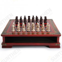 32Pcs/Set Resin Chinese Chess With Coffee Wooden Table Vintage Collectibles Gift 32Pcs/Set Resin Chinese Chess With Coffee Wooden Table Vintage Collectibles Gift