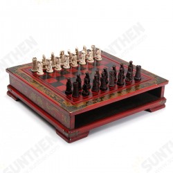 32Pcs/Set Resin Chinese Chess With Coffee Wooden Table Vintage Collectibles Gift 32Pcs/Set Resin Chinese Chess With Coffee Wooden Table Vintage Collectibles Gift