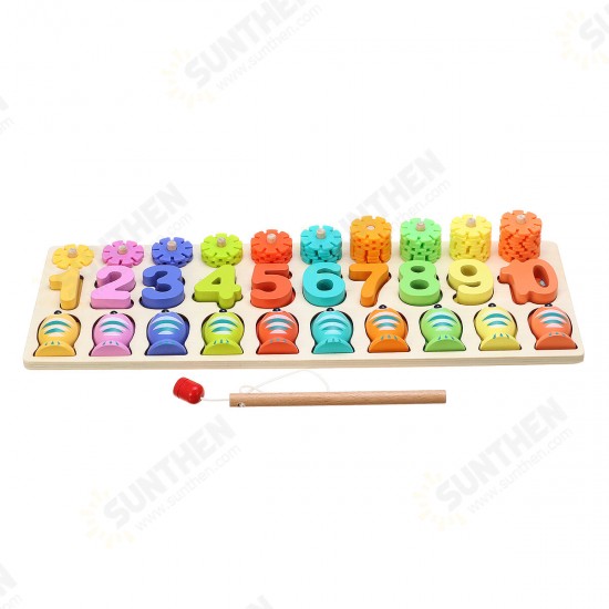 3/4/5 IN 1 Wooden Numbers＆Fruit Jigsaw Math Puzzle Kids Learning Educational Set Toys