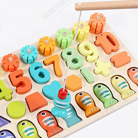 3/4/5 IN 1 Wooden Numbers＆Fruit Jigsaw Math Puzzle Kids Learning Educational Set Toys