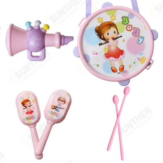 4/5/7Pcs Drum Bell Sand Hammer Trumpet Set Musical Instrument Educational Toys for Kids Gift