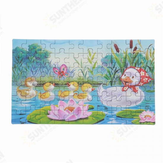 60pcs DIY Puzzle Duck Fairy Tale Cartoon 3D Jigsaw With Tin Box Kids Children Educational Gift Collection Toy