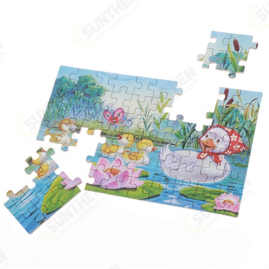 60pcs DIY Puzzle Duck Fairy Tale Cartoon 3D Jigsaw With Tin Box Kids Children Educational Gift Collection Toy