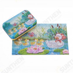 60pcs DIY Puzzle Duck Fairy Tale Cartoon 3D Jigsaw With Tin Box Kids Children Educational Gift Collection Toy 60pcs DIY Puzzle Duck Fairy Tale Cartoon 3D Jigsaw With Tin Box Kids Children Educational Gift Collection Toy