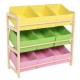 66*30*9CM Yellow Pink Green Solid Wood Children's Toy Rack Storage Rack Toy Rack