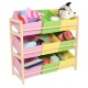 66*30*9CM Yellow Pink Green Solid Wood Children's Toy Rack Storage Rack Toy Rack