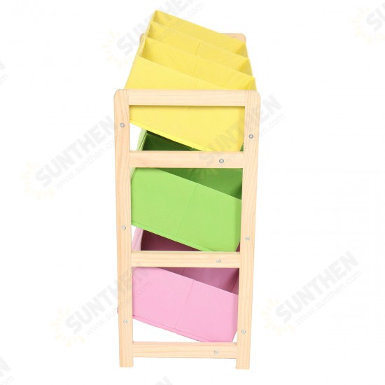 66*30*9CM Yellow Pink Green Solid Wood Children's Toy Rack Storage Rack Toy Rack