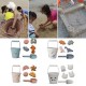 6PCS Beach Sand Glass Beach Bucket Shovel Sand Dredging Tool Educational Puzzle Playing Toy Set for Kids Gift