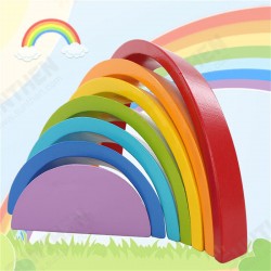 7 Colors Wooden Stacking Rainbow Shape Children Kids Educational Play Toy Set 7 Colors Wooden Stacking Rainbow Shape Children Kids Educational Play Toy Set