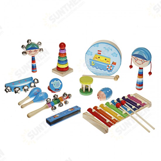 7/13 Pcs Colorful Musical Percussion Safe Non-toxic Instruments Kit Early Educational Toy for Kids Gift