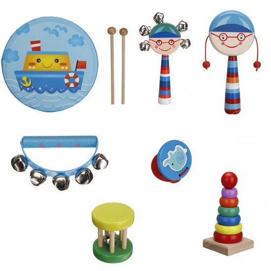 7/13 Pcs Colorful Musical Percussion Safe Non-toxic Instruments Kit Early Educational Toy for Kids Gift