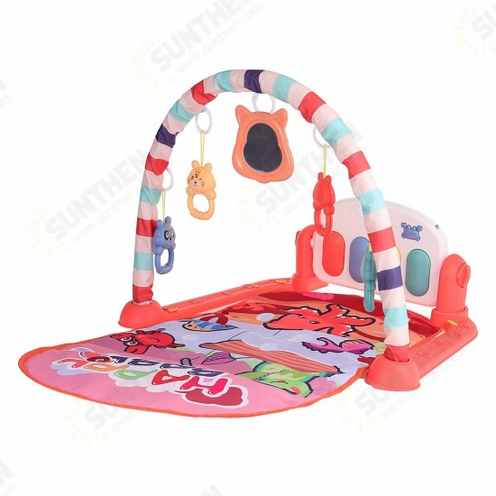 76*56*43CM 2 IN 1 Multi-functional Baby Gym with Play Mat Keyboard Soft Light Rattle Toys for Baby Gift