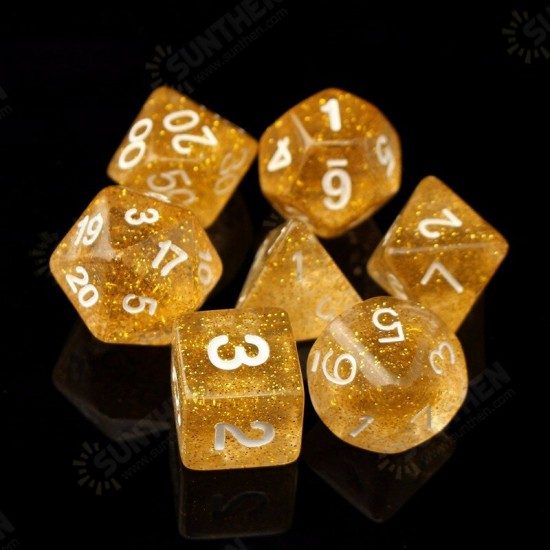 7PCS Game Dungeons & Dragons Glitter D4-D20 Multi Sides Dice Pink