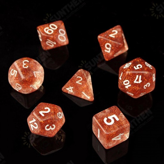 7PCS Game Dungeons & Dragons Glitter D4-D20 Multi Sides Dice Pink