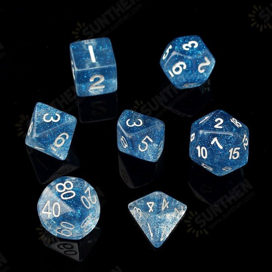 7PCS Game Dungeons & Dragons Glitter D4-D20 Multi Sides Dice Pink