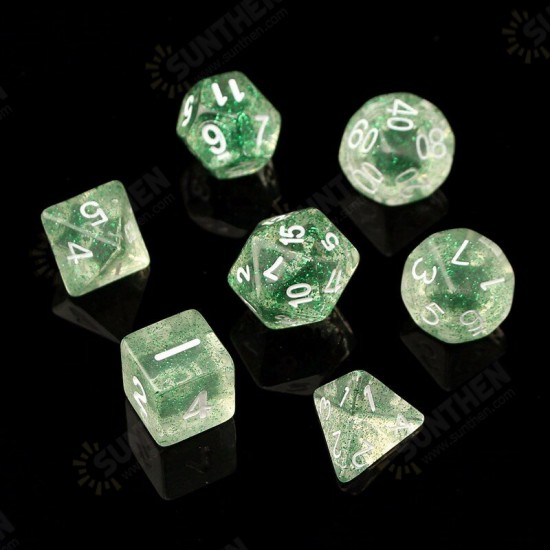 7PCS Game Dungeons & Dragons Glitter D4-D20 Multi Sides Dice Pink