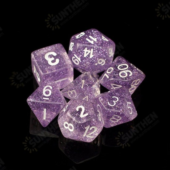 7PCS Game Dungeons & Dragons Glitter D4-D20 Multi Sides Dice Pink