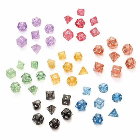 7PCS Game Dungeons & Dragons Glitter D4-D20 Multi Sides Dice Pink