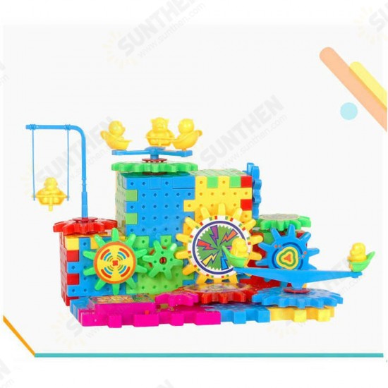 82pcs Children's Electric Variety Building Blocks Assemble Electronic Gear Splicing Assembling Jigsaw Puzzle Plastic Toys