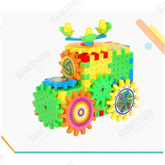 82pcs Children's Electric Variety Building Blocks Assemble Electronic Gear Splicing Assembling Jigsaw Puzzle Plastic Toys