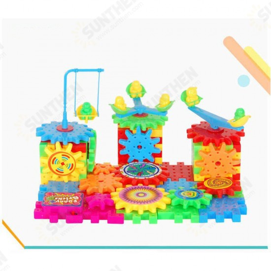 82pcs Children's Electric Variety Building Blocks Assemble Electronic Gear Splicing Assembling Jigsaw Puzzle Plastic Toys