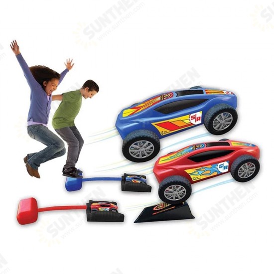 Air Powered Car Launcher Pedal Toy Set for Kids Boys Girls Outdoor Indoor Play Pedal Ejection Vehicle Gifts