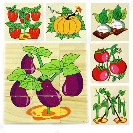 Children Cartoon Puzzle Blocks Colorful Educational Wooden Kids Toys Children Cartoon Puzzle Blocks Colorful Educational Wooden Kids Toys