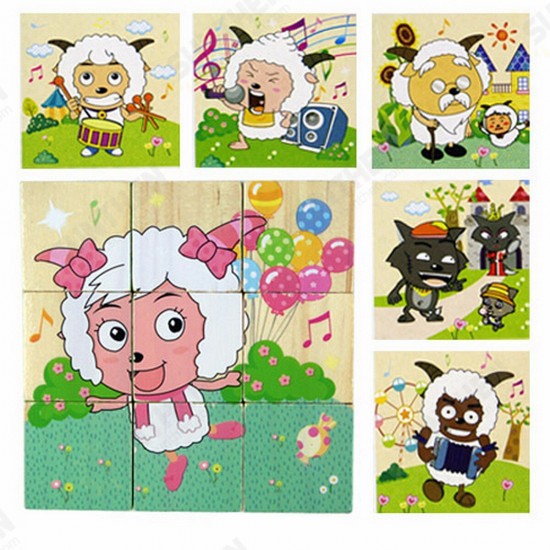 Children Cartoon Puzzle Blocks Colorful Educational Wooden Kids Toys Children Cartoon Puzzle Blocks Colorful Educational Wooden Kids Toys