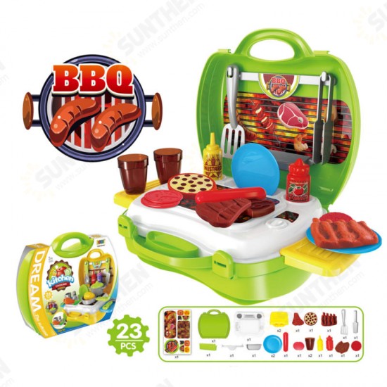 Children Simulation Kitchen Cook Tableware Dresser Cashier Tool Suitcase Doctor House Toys