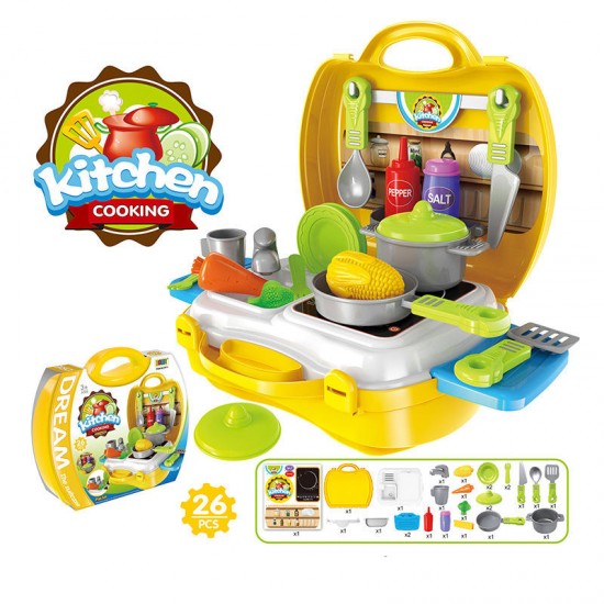 Children Simulation Kitchen Cook Tableware Dresser Cashier Tool Suitcase Doctor House Toys