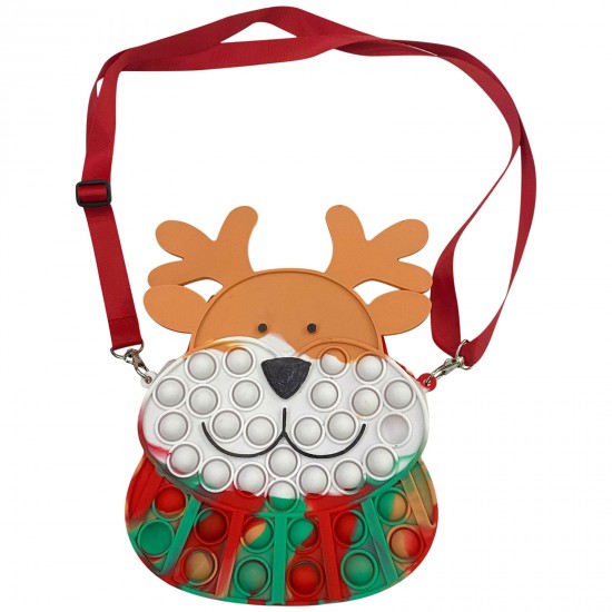 Creative Fidget Toy Push Bubble Sensory Decompression Christmas Elk Storage Coin Bag Toy for Xmas Kids Gift