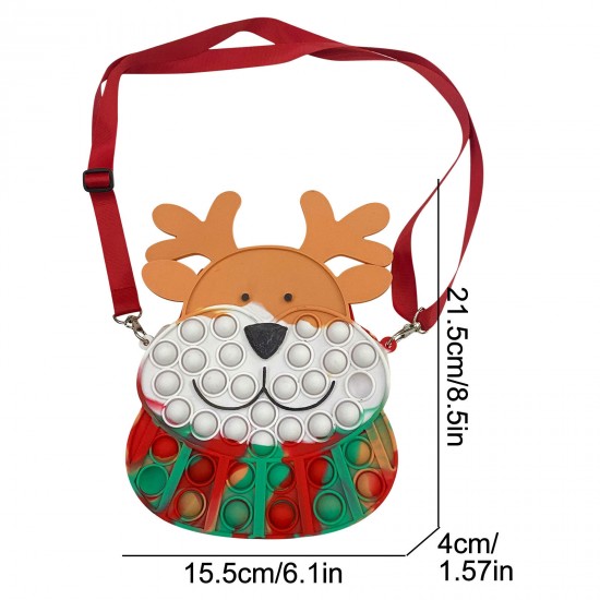 Creative Fidget Toy Push Bubble Sensory Decompression Christmas Elk Storage Coin Bag Toy for Xmas Kids Gift