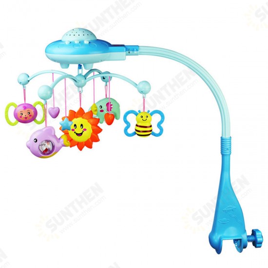 Crib Mobile Musical Bed Bell With Animal Rattles Projection Early Learning Toys 0-12 Months