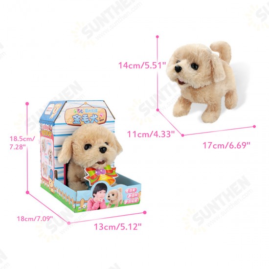 Cute Electronic Plush Stuffed Walking Tail Shaking Barking Pet Dog Toy for Kids Developmental