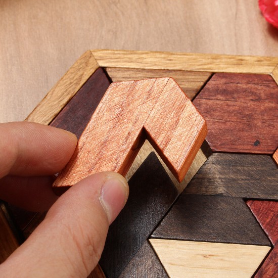 DIY 9PCS Wooden IQ Game Jigsaw Intelligent Tangram Brain Teaser Puzzle Kids Toys
