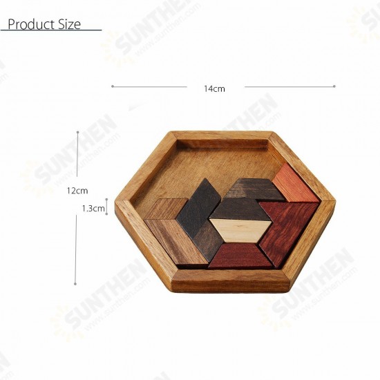 DIY 9PCS Wooden IQ Game Jigsaw Intelligent Tangram Brain Teaser Puzzle Kids Toys