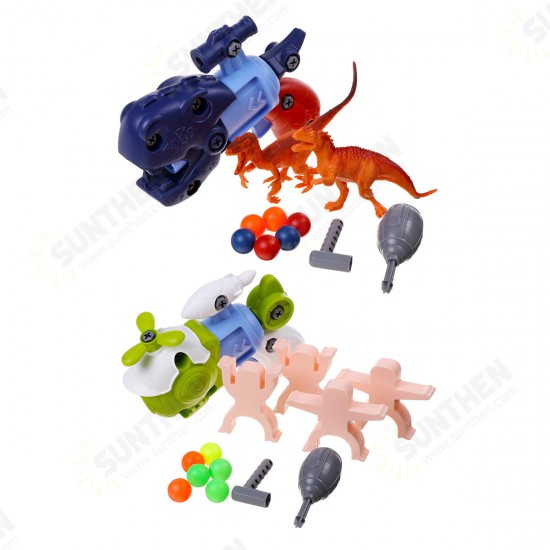 DIY Disassembly Dinosaur/Airplane Guns Play Set Model Blocks Assemble Educational Toy for Kids Gift